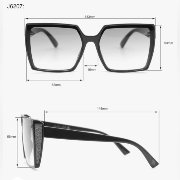 Jessica‎ Simpson J6207 Blue Glitter Square Uv400 Protection Sunglasses 62MM new main image 4